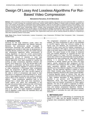 Design of Lossy and Lossless Algorithms for Roi- Based Video Compression