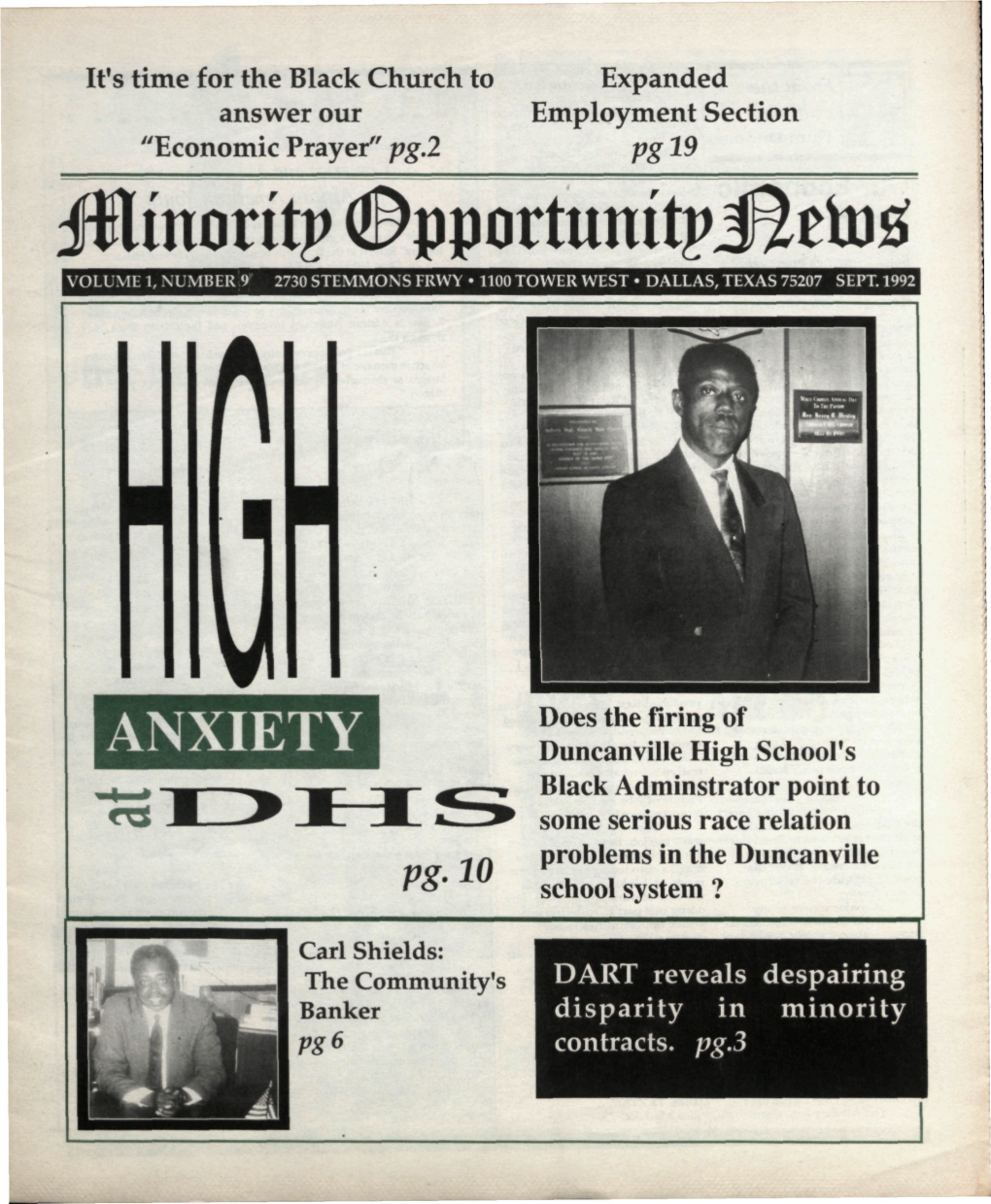 ANXIETY Duncanville High School's Black Adminstrator Point to Some Serious Race Relation Problems in the Duncanville Pg.10 School System ?