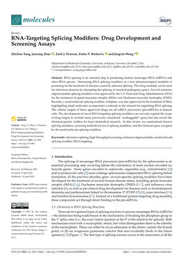 RNA-Targeting Splicing Modifiers: Drug Development and Screening Assays