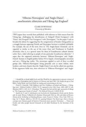 'Anglo-Danes': Anachronistic Ethnicities and Viking-Age England1