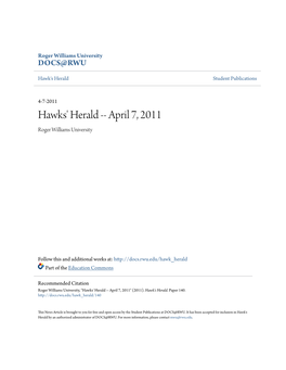 Hawks' Herald -- April 7, 2011 Roger Williams University