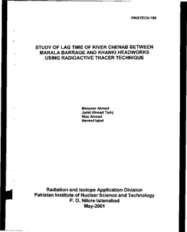 Study of Lag Time of River Chenab Between Marala Barrage and Khanki Headworks Using Radioactive Tracer Technique