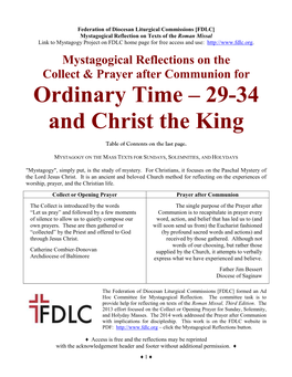 Ordinary Time – 29-34 and Christ the King