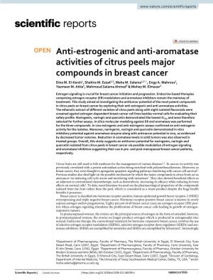 Anti-Estrogenic and Anti-Aromatase Activities of Citrus Peels Major