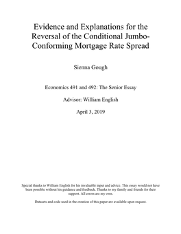 Evidence and Explanations for the Reversal of the Conditional Jumbo- Conforming Mortgage Rate Spread