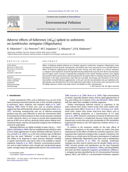 Adverse Effects of Fullerenes (Nc60) Spiked to Sediments on Lumbriculus Variegatus (Oligochaeta)