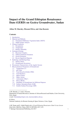 Impact of the Grand Ethiopian Renaissance Dam (GERD) on Gezira Groundwater, Sudan