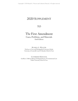 The First Amendment Cases, Problems, and Materials Sixth Edition