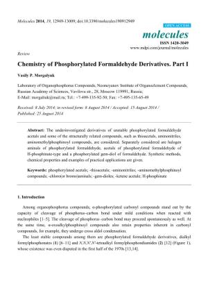 Chemistry of Phosphorylated Formaldehyde Derivatives. Part I