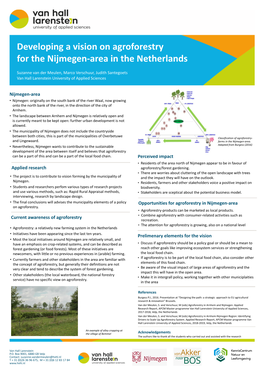 Nijmegen-Area Prelimenary Elements for the Vision Perceived Impact Current Awareness of Agroforestry Opportunities for Agrofores