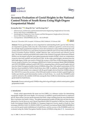 Accuracy Evaluation of Geoid Heights in the National Control Points of South Korea Using High-Degree Geopotential Model