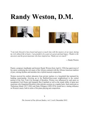 Randy Weston, DM