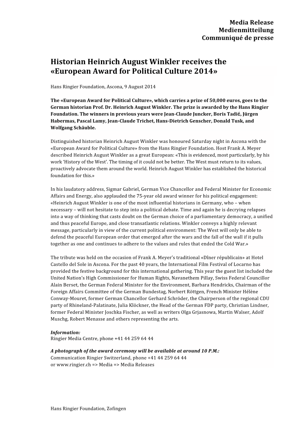 Media Release European Prize 2014 (PDF)