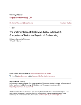 The Implementation of Restorative Justice in Iceland: a Comparison of Police- and Expert-Led Conferencing