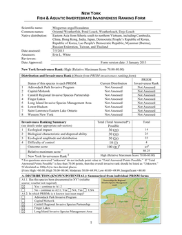 New York Non-Native Plant Invasiveness Ranking Form