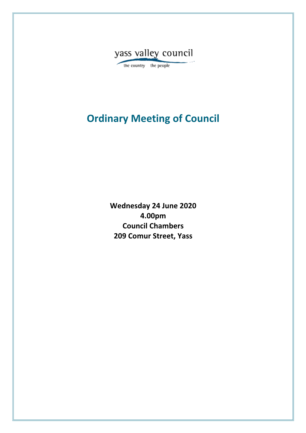 Agenda of Ordinary Council Meeting