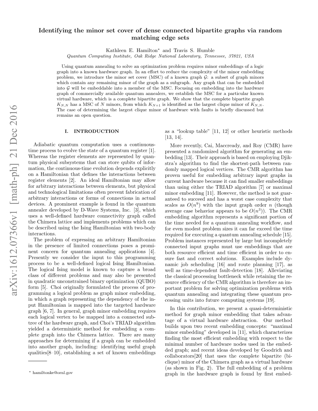 Arxiv:1612.07366V1 [Math-Ph] 21 Dec 2016