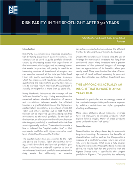 Risk Parity: in the Spotlight After 50 Years