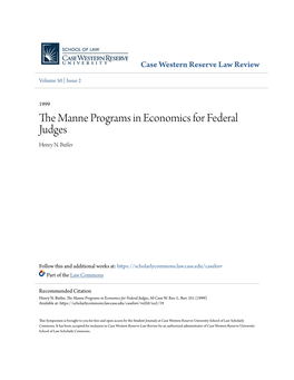 The Manne Programs in Economics for Federal Judges, 50 Case W