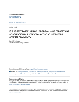 African American Male Perceptions of Ascension in the Federal Office of Inspectors General Community