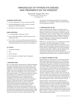 Immunology of Thyroid Eye Disease: New Treatments on the Horizon?