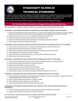 STAGECRAFT 50.0500.20 TECHNICAL STANDARDS an Industry Technical Standards Validation Committee Developed and Validated These Standards on October 17, 2017