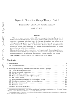Topics in Geometric Group Theory. Part I
