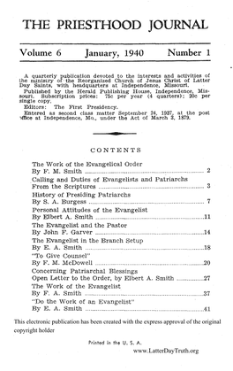 Priesthood Journal, The, Vol. 6, 1940 (PDF)