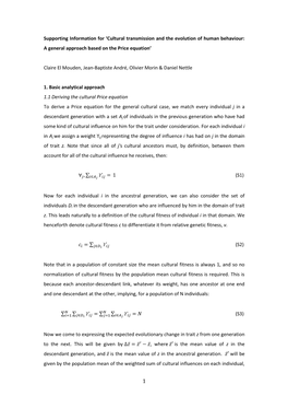 Cultural Transmission and the Evolution of Human Behaviour: a General Approach Based on the Price Equation’