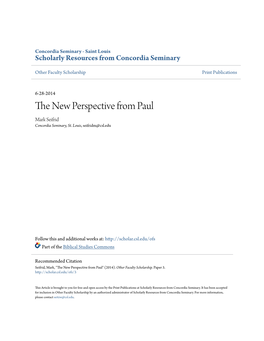 The New Perspective from Paul1 Mark A