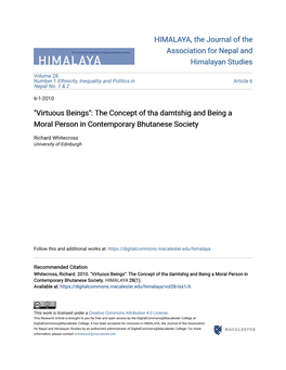 "Virtuous Beings": the Concept of Tha Damtshig and Being a Moral Person in Contemporary Bhutanese Society