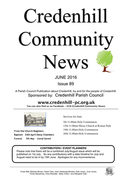 JUNE 2016 Issue 89 Sponsored By: Credenhill Parish Council Www