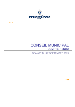 Conseil Municipal Compte-Rendu Seance Du 22 Septembre 2020