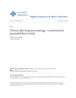 Divorce After Long-Term Marriage : a Constructivist Grounded Theory Study Melanie M