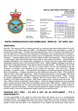 RAFOC REMINISCENCES and RAMBLINGS - WEEK 56 – 30Th APRIL 2021