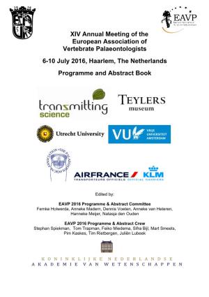 XIV Annual Meeting of the European Association of Vertebrate Palaeontologists