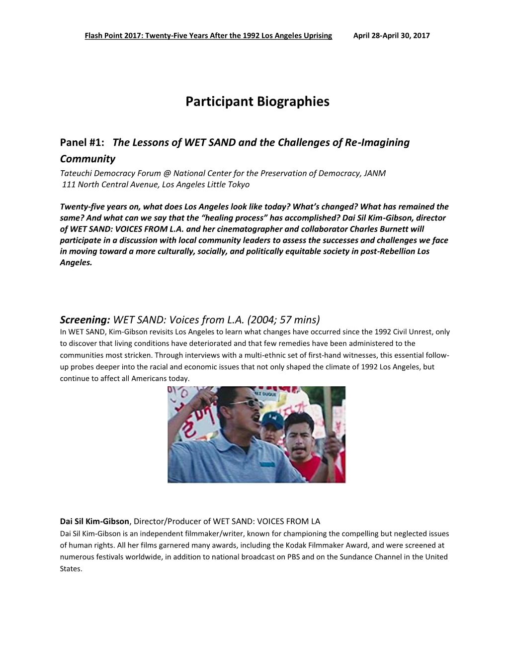 Participant Biographies