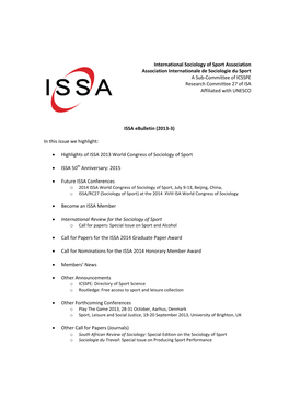 International Sociology of Sport Association Association