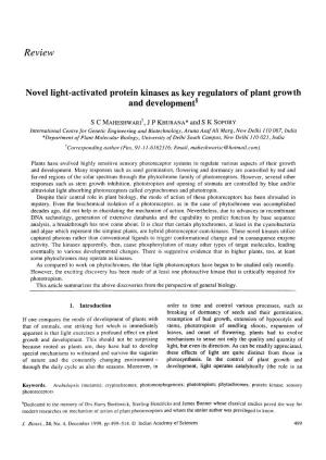 Novel Light-Activated Protein Kinases As Key Regulators of Plant Growth and Development