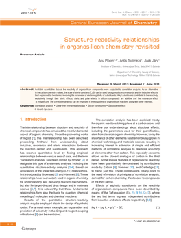 Structure-Reactivity Relationships in Organosilicon Chemistry Revisited