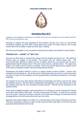 Newsletter May 2012