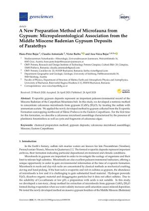 Micropaleontological Association from the Middle Miocene Badenian Gypsum Deposits of Paratethys