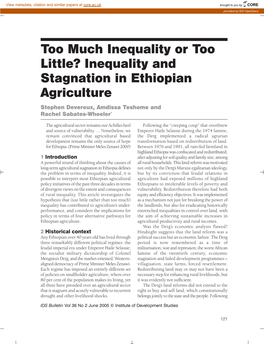Inequality and Stagnation in Ethiopian Agriculture
