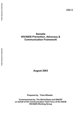 Somalia HIV/AIDS Prevention, Advocacy & Communication Framework