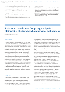 Statistics and Mechanics: Comparing the Applied Mathematics of International Mathematics Qualifications