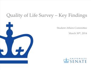 Quality of Life Survey – Key Findings