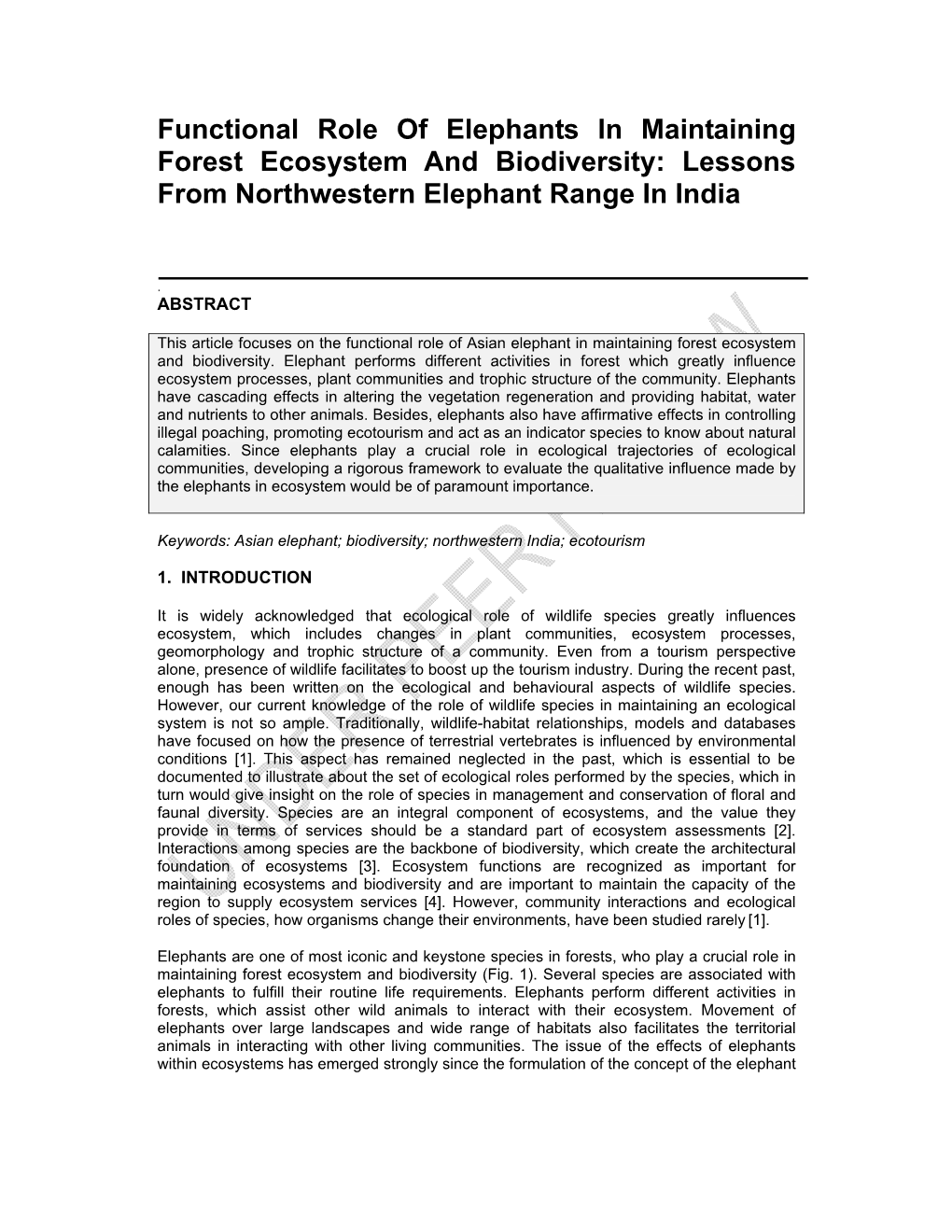 Lessons from Northwestern Elephant Range in India