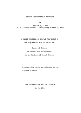 STUDIES with RESAZURIN REDUCTION by DICKSON L. S. LIU