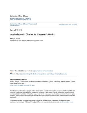 Assimilation in Charles W. Chesnutt's Works