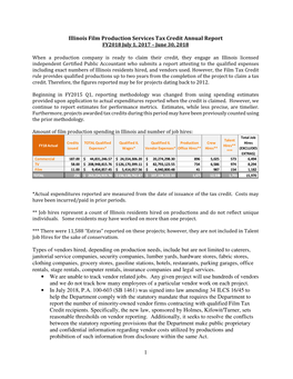 1 Illinois Film Production Services Tax Credit Annual Report Types Of